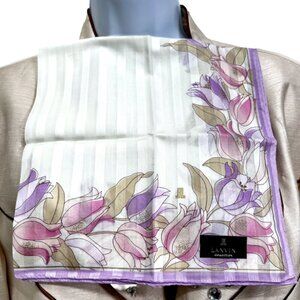 New tag on Lanvin Collection Mini Scarf cotton/silk 20" Lavender green floral(88